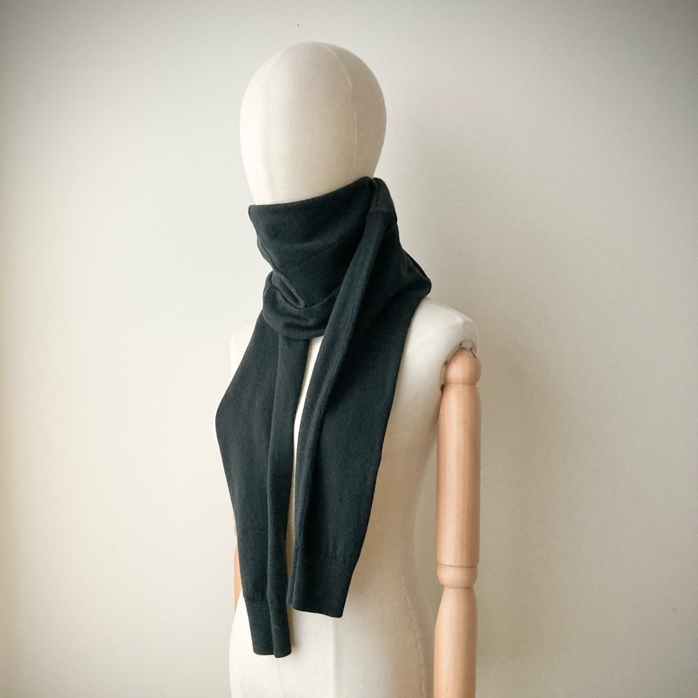 joodito 100% merino wool sweater wrap scarf long origami boro snake winter black - Picture 6 of 12